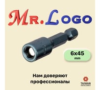 Бита с торцевой головкой с магнитом 6x45 мм, 10 шт Mr.Logo RY456-10