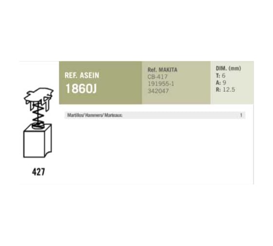 Комплект графитовых щеток MAKITA OEM CB-417 / 191955-1/342047/AS 2 шт Asein 1860J
