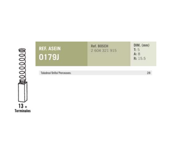 Комплект графитовых щеток BOSCH OEM 2604321915 2 шт Asein 0179J
