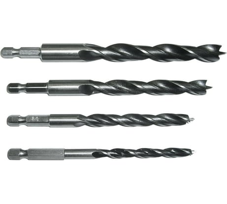 Набор сверл по дереву 4 предмета 6/8/10/12 мм с шестигранным хвостовиком SKRAB 30152