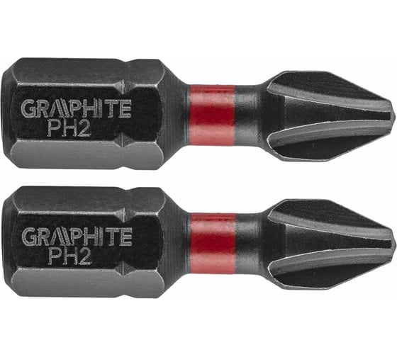 Биты ударные Graphite PH2 x 25 мм 1/4" S2 2 шт. 56H501 1