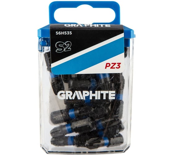 Биты ударные Graphite PZ3 x 25 мм 1/4" S2 20 шт. пласт. бокс 56H535 1