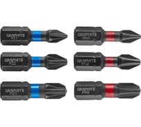 Биты ударные Graphite PH1/2/3 PZ1/2/3 x 25 мм 1/4" S2 6 шт. 56H540