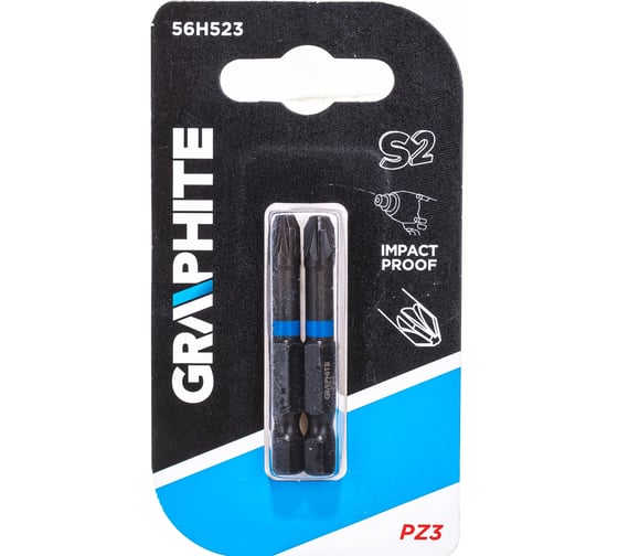 Биты ударные Graphite PZ3 x 50 мм 1/4" S2 2 шт. 56H523