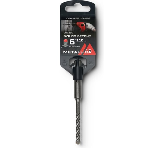 Бур по бетону SDS-plus 6x110/50 мм, Х-напайка, 4 спирали METALLICA Ultra 905289