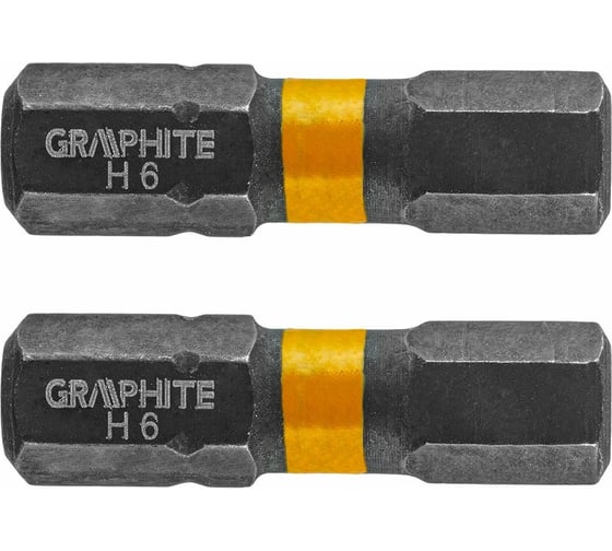 Биты ударные Graphite HEX 6 x 25 мм 1/4" S2 2 шт. 56H509 1
