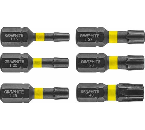 Биты ударные Graphite TX10/15/20/25/30/40 x 25 мм 1/4" S2 6 шт. 56H541