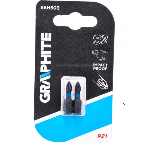 Биты ударные Graphite PZ1 x 25 мм 1/4" S2 2 шт. 56H503