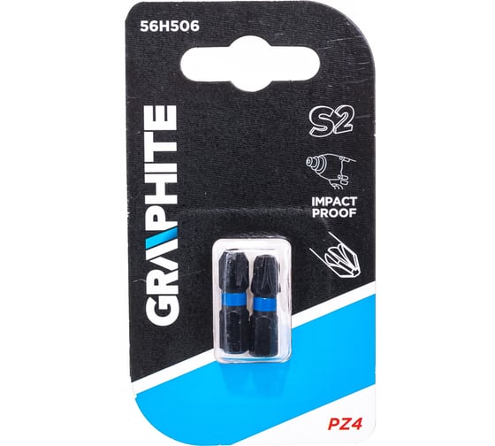 Биты ударные Graphite PZ4 x 25 мм 1/4" S2 2 шт. 56H506