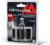 Коронка алмазная 68x70 мм, #46, со сверлом, по керамограниту, плитке, в блистере METALLICA Ultra 901908