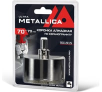 Коронка алмазная 70x70 мм, #46, со сверлом, по керамограниту, плитке, в блистере METALLICA Ultra 901915