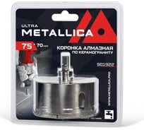 Коронка алмазная 75x70 мм, #46, со сверлом, по керамограниту, плитке, в блистере METALLICA Ultra 901922