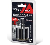 Коронка алмазная 45x70 мм, #46, со сверлом, по керамограниту, плитке, в блистере METALLICA Ultra 901854