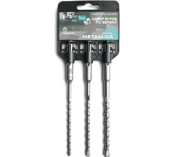 Буры по бетону SDS-plus 6x160x100 мм, на клипсе, 3 шт METALLICA Optima 906439 1