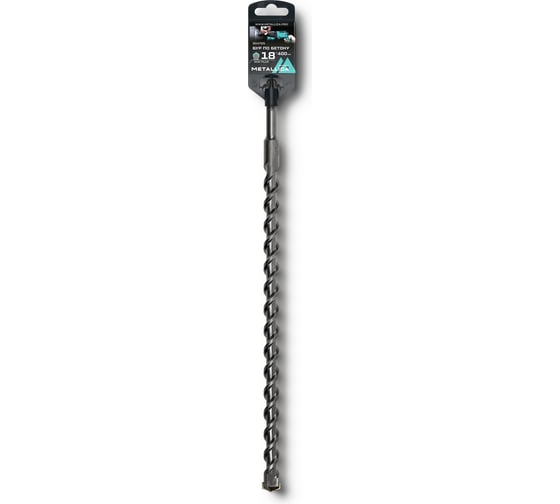 Бур по бетону SDS-plus 18x400x350 мм, напайка с центром, 2 спирали METALLICA Optima 904725 1