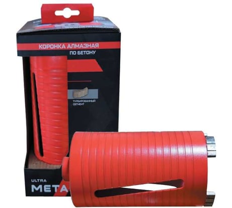Коронка алмазная сегментная удлиненная по бетону 45x150 мм, М16, без хвостовика METALLICA Ultra 902196
