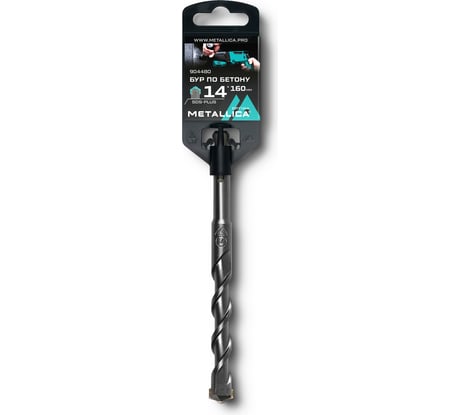 Бур по бетону SDS-plus 14x160x100 мм, напайка с центром, 2 спирали METALLICA Optima 904480