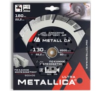 Диск алмазный турбо-сегментный по ж/бетону 180x22.2 мм, H=12 мм METALLICA Ultra 900406