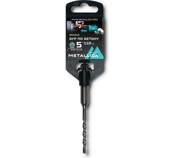 Бур по бетону SDS-plus, 5x110х50 мм, напайка с центром, 2 спирали METALLICA Optima 904015 1