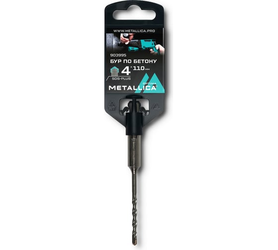 Бур по бетону SDS-plus, 4x110х50 мм, напайка с центром, 2 спирали METALLICA Optima 903995 1