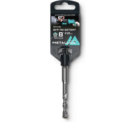 Бур по бетону SDS-plus, 8x110х50 мм, напайка с центром, 2 спирали METALLICA Optima 904190 1