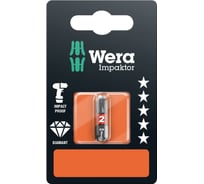 Бита ударная Impaktor алмазное покрытие, 1/4", PH 2 x 25 мм, держатель-еврослот WERA WE-073916