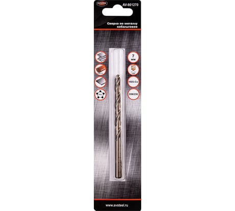 Сверло кобальтовое по металлу (7х69х109 мм; HSS-Со) AV Steel AV-801270