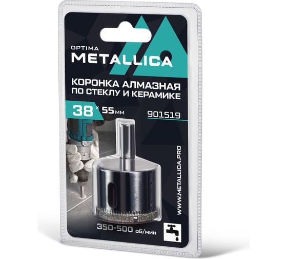 Коронка алмазная 38x55 мм, #80, по стеклу и плитке METALLICA Optima 901519 1