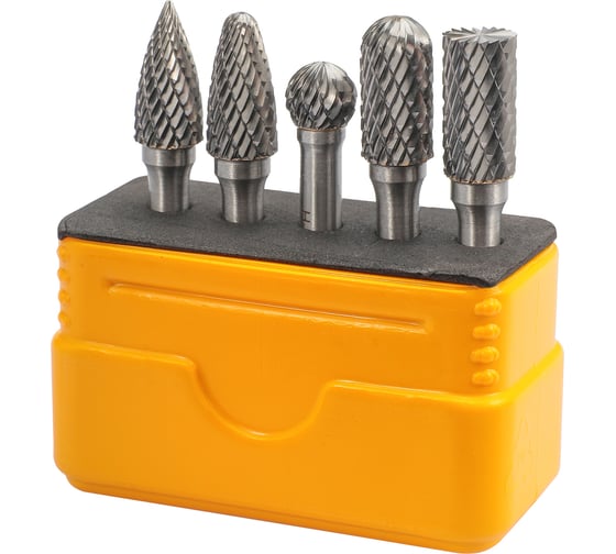 Набор бор-фрез твердосплавных 10 мм, HM, S=6 мм, 5 шт, Mini-Box H-Tools 116004HT 1