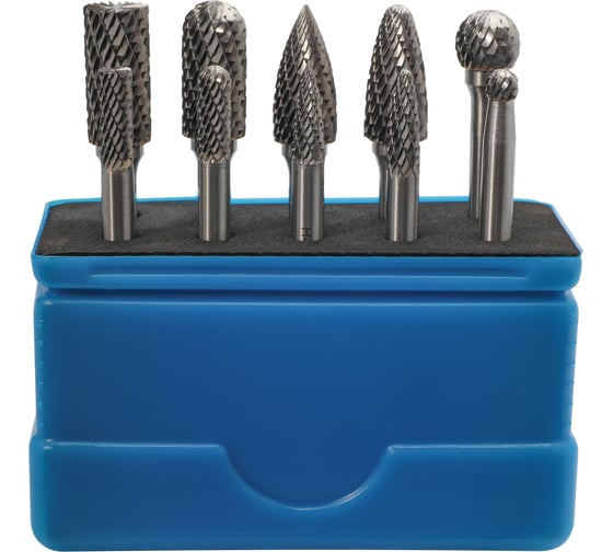 Набор бор-фрез твердосплавных 6/12 мм, HM, S=6 мм, 10 шт, Mini-Box H-Tools 116002HT