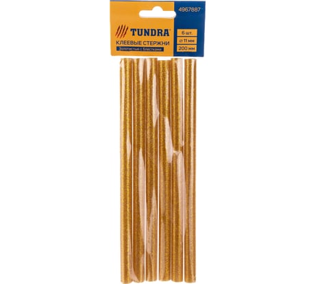 Стержни клеевые золотистые с блестками (6 шт; 11х200 мм) TUNDRA 4967887