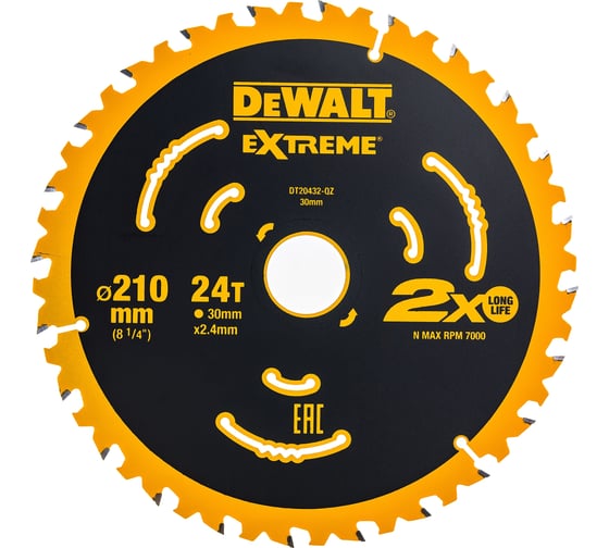 Диск пильный EXTREME (210x30 мм; 24T) DEWALT DT20432-QZ