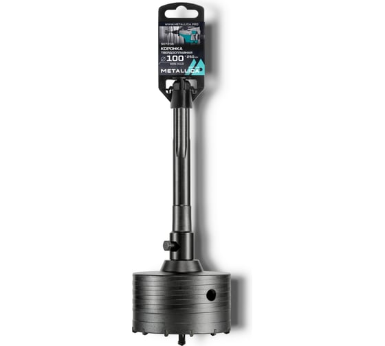 Коронка твердосплавная SDS-max, 100x250х110 мм, h=50 мм, М22.0x2.0 мм, с адаптером METALLICA Optima 907238