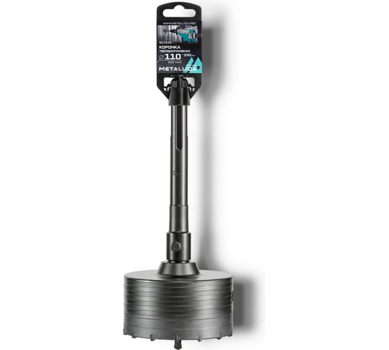 Коронка твердосплавная SDS-max 110x250х110 мм, h=50 мм, М22.0x2.0 мм, с адаптером METALLICA Optima 907245