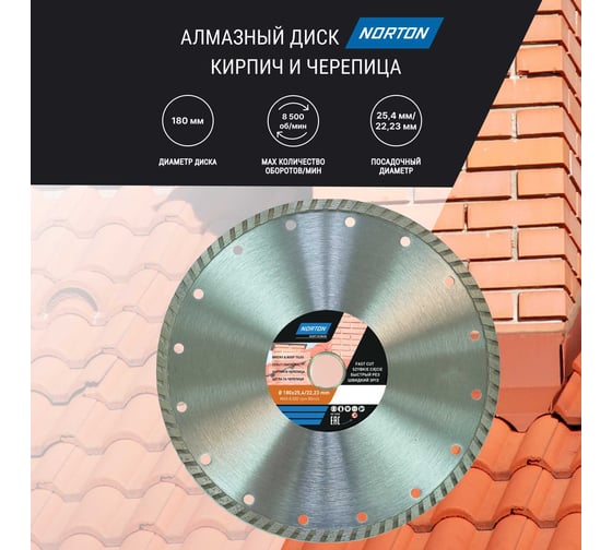 Алмазный диск Granit180x25.4//22.2 мм NORTON 70184601280