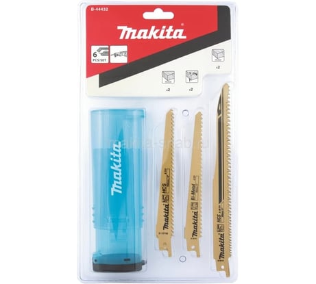 Набор сабельных пилок для дерева 6 шт, Super Express х2, Basic х2, дерево с гвоздями х2 Makita B-44432