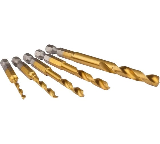 Набор ударных сверл по металлу HSS-TiN 1/4", 5 шт Makita B-57308