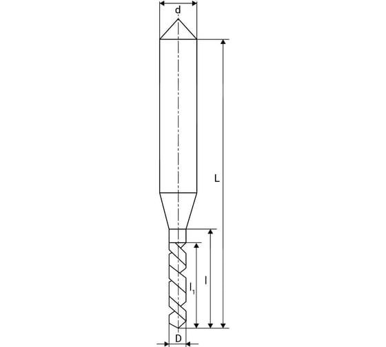 Сверло с утолщенным ц/х 0.85 мм, хв-к 1.2 мм, L=25 мм, l= 6.3 мм, l1=5.0 мм, короткая серия, левое, Р6М5, 2309-0684, ГОСТ 8034-76 ИНСТУЛС 00001848193