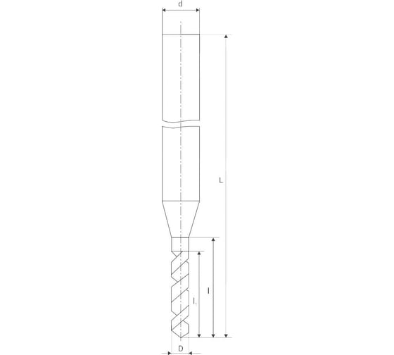 Сверло с утолщенным ц/х 0.75 мм, хв-к 1.2 мм, L=25 мм, l=10.0 мм, l1=8.0 мм, длинная серия, Р6М5 2309-0897, ГОСТ 8034-76 ИНСТУЛС 00001178685