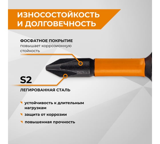 Биты ударные IMPACT S2 PH1, 50 мм 1 шт RAGE By VIRA 554190