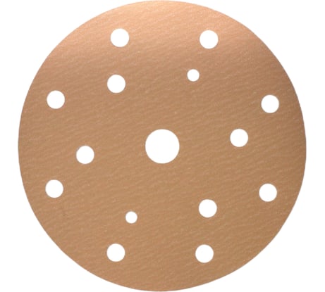 Шлифовальный круг В312TV 150 мм, на липучке, 15 отверстий, золотистый, Р180 R2R 2020-44310