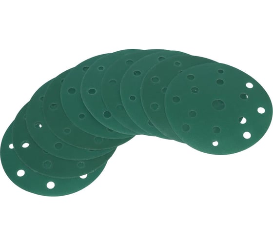 Круги шлифовальные 150 мм GREEN FILM 15 отверстий, P180, 50 шт CERAMAX 1CRX0330