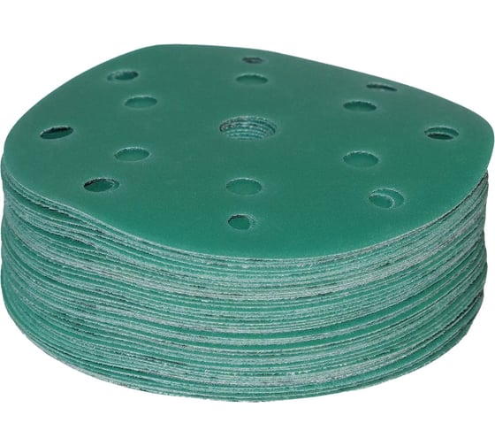 Круги шлифовальные 150 мм GREEN FILM 15 отверстий, P180, 50 шт CERAMAX 1CRX0330