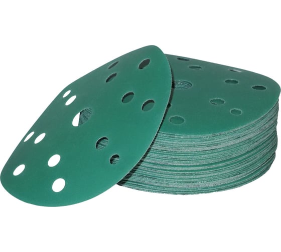 Круги шлифовальные 150 мм GREEN FILM 15 отверстий, P180, 50 шт CERAMAX 1CRX0330