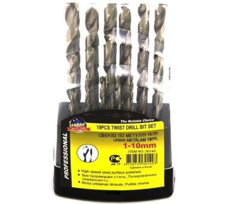 Набор сверл (19 шт; 1-10.0 мм) по металлу SKRAB 30140