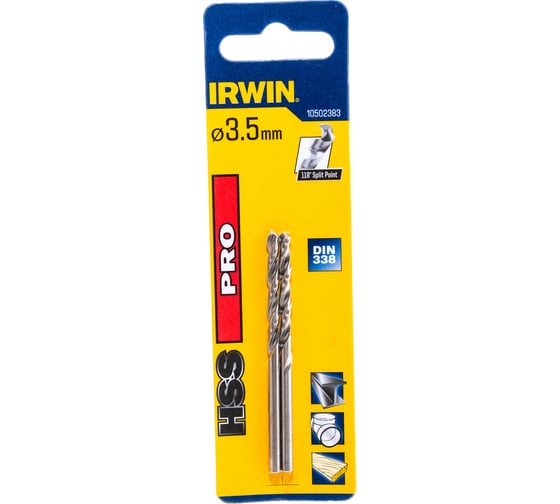 Сверло по металлу HSS PRO (2 шт; 3.5х39х70 мм) Irwin 10502383