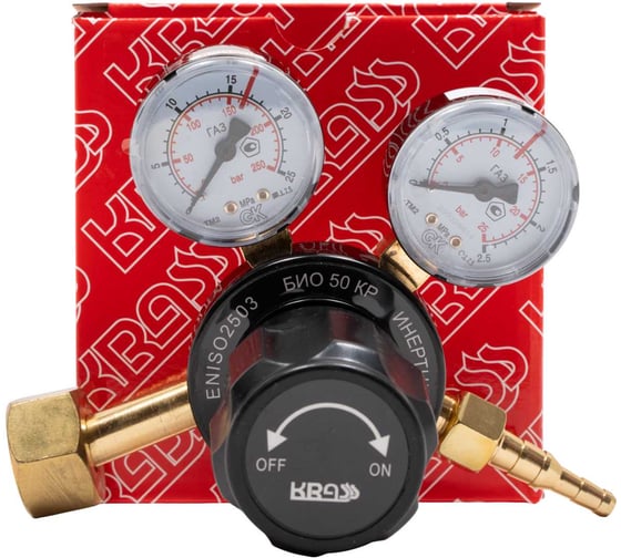 Редуктор (инертные газы: Азот, Аргон, Воздух, Гелий, СО2 и т.д.) БИО 50 КР, 15/1.25 МПа, 50 м3/ч, поверенный KRASS 2117581PV 1