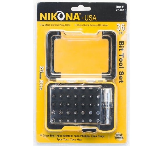 Набор бит в пластиковом ящике (36 предметов; S2)  NIKONA 27-342 1