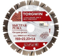 Диск алмазный TORGWIN отрезной сегмент по железобетону 150х22.2/13х2.2мм Best for reinforced concrete Industrial T1303154