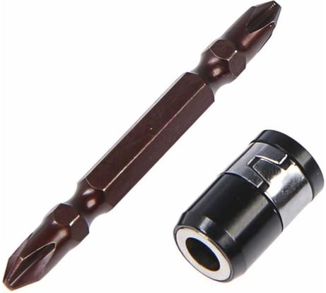 Бита двухсторонняя (PH2; 65 мм; S2; круглый магнитный фиксатор) ТУНДРА 4617853